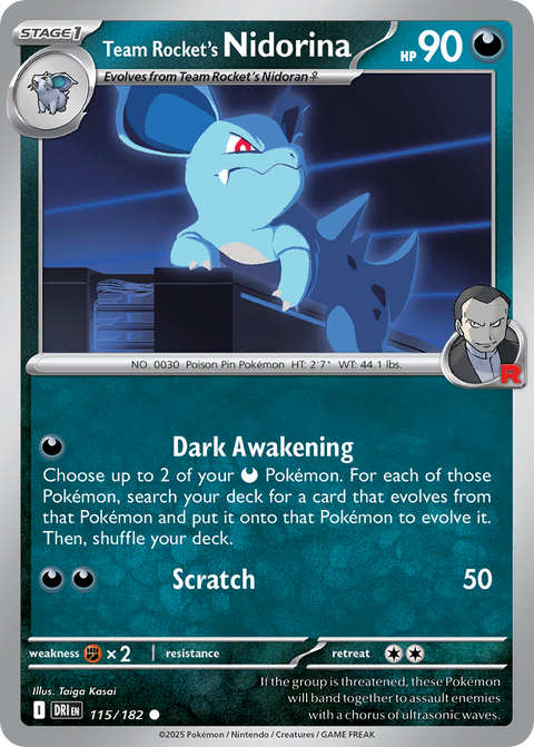 Team Rocket's Nidorina 115 Destined Rivals Pokémon card
