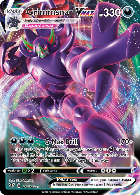 Grimmsnarl VMAX 115 Darkness Ablaze Pokémon card
