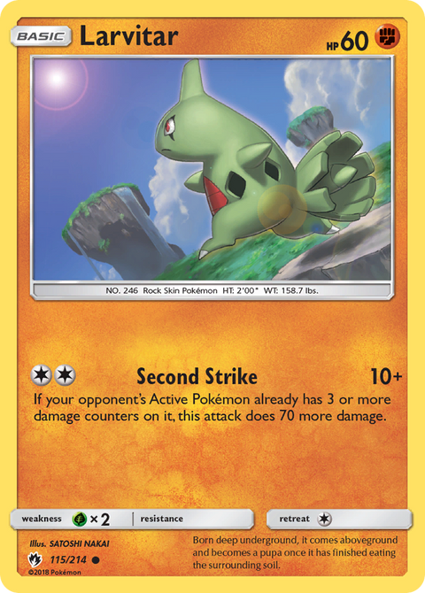 Larvitar 115 Lost Thunder Pokémon card
