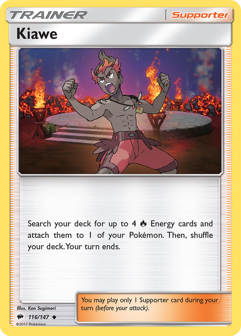 Kiawe 116 Burning Shadows Pokémon card