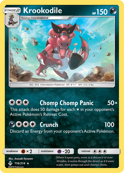 Krookodile 116 Unbroken Bonds Pokémon card