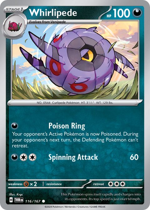 Whirlipede 116 Twilight Masquerade Pokémon card