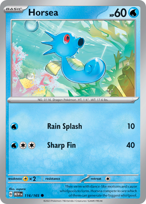Horsea 116 151 Pokémon card