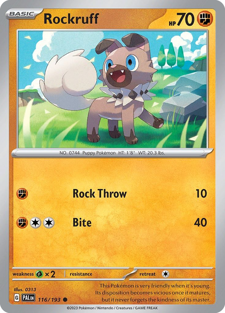 Rockruff 116 Paldea Evolved Pokémon card
