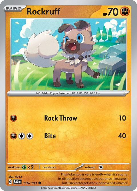 Rockruff 116 Paldea Evolved Pokémon card