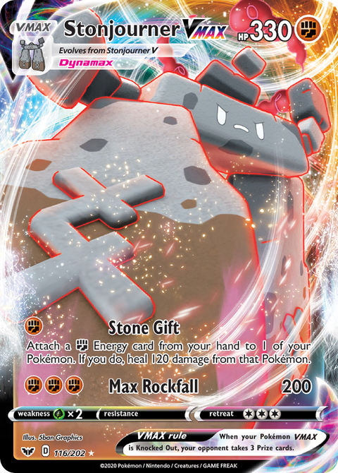 Stonjourner VMAX 116 Sword & Shield Pokémon card