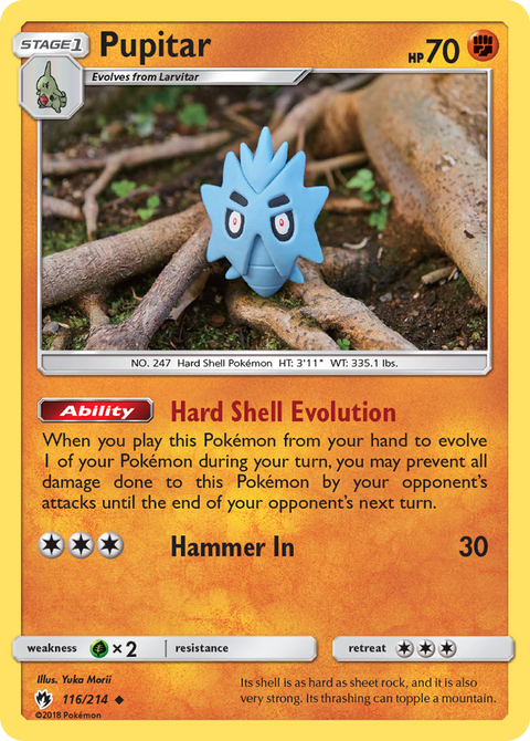 Pupitar 116 Lost Thunder Pokémon card