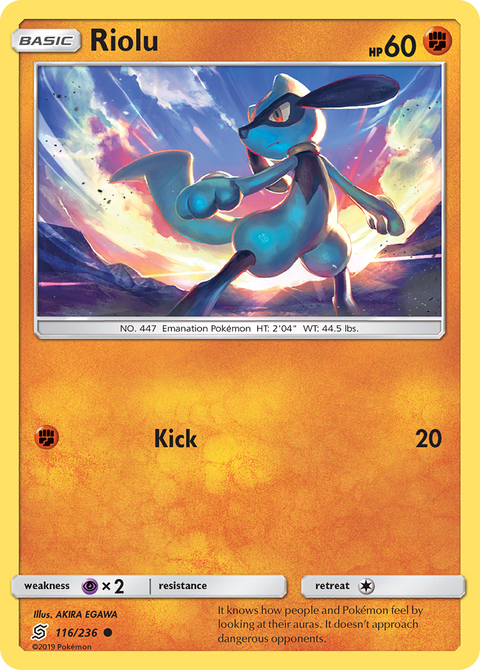 Riolu 116 Unified Minds Pokémon card