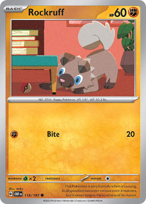 Rockruff 116 Obsidian Flames Pokémon card