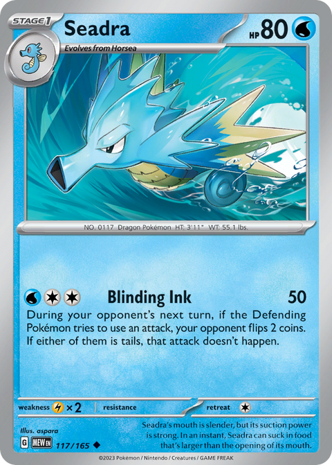 Seadra 117 151 Pokémon card