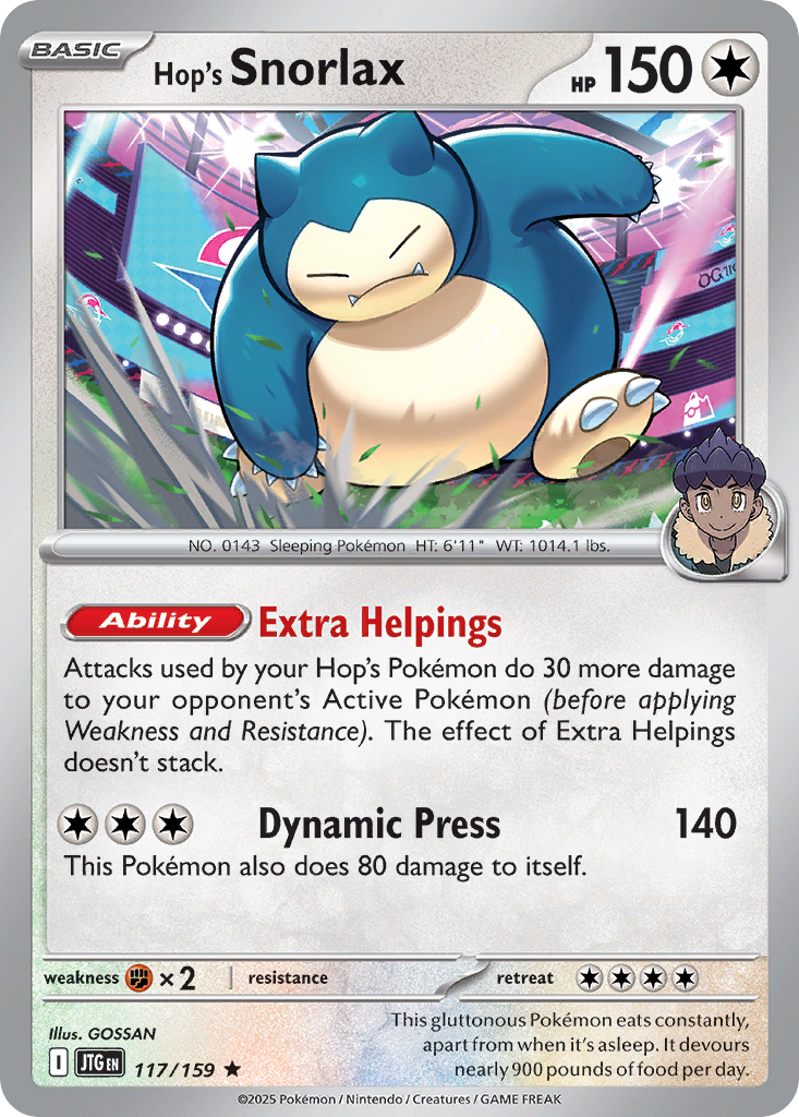 Hop's Snorlax 117 Journey Together Pokémon card