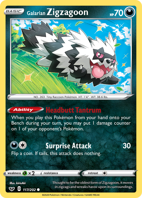 Galarian Zigzagoon 117 Sword & Shield Pokémon card