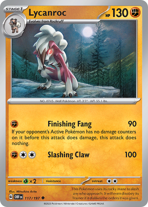 Lycanroc 117 Obsidian Flames Pokémon card