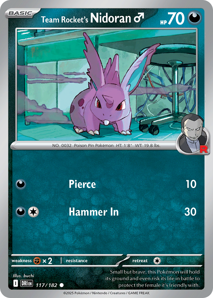 Team Rocket's Nidoran♂ 117 Destined Rivals Pokémon card