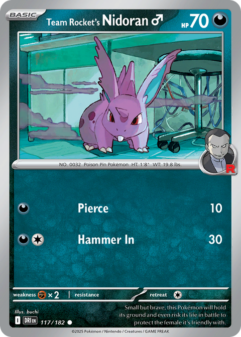 Team Rocket's Nidoran♂ 117 Destined Rivals Pokémon card
