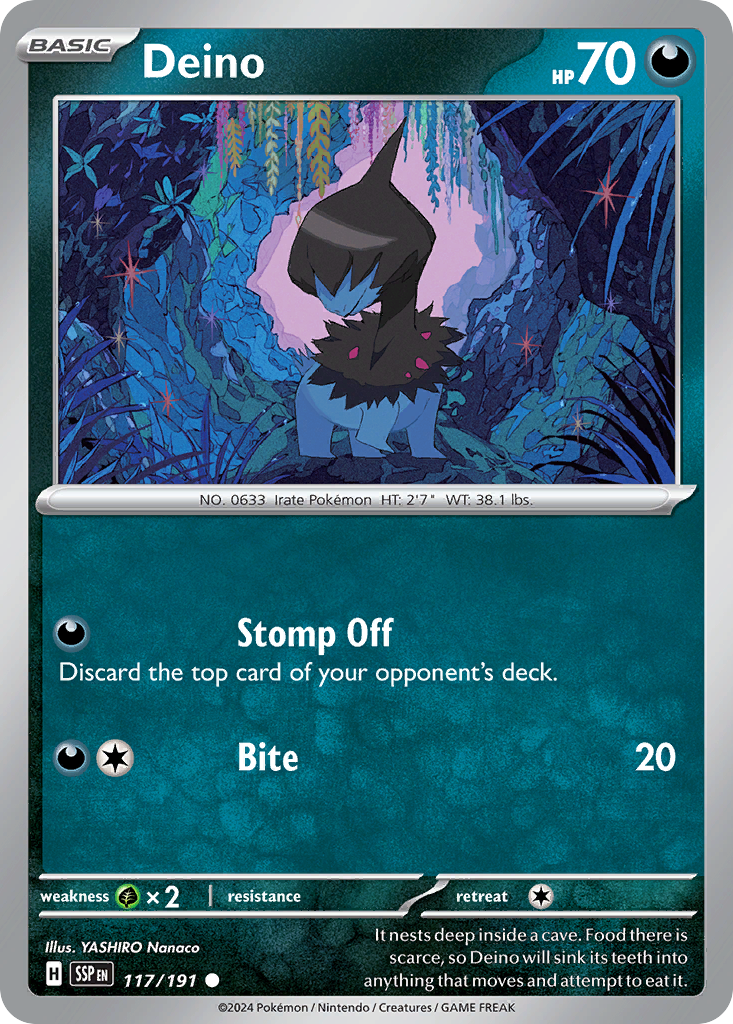 Deino 117 Surging Sparks Pokémon card