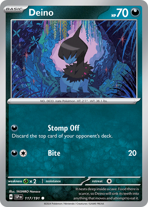 Deino 117 Surging Sparks Pokémon card