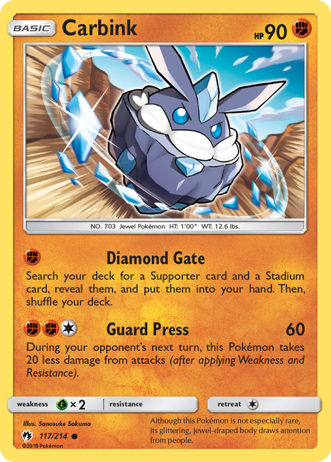 Carbink 117 Lost Thunder Pokémon card