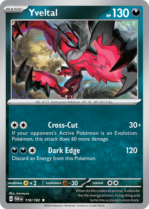 Yveltal 118 Paradox Rift Pokémon card