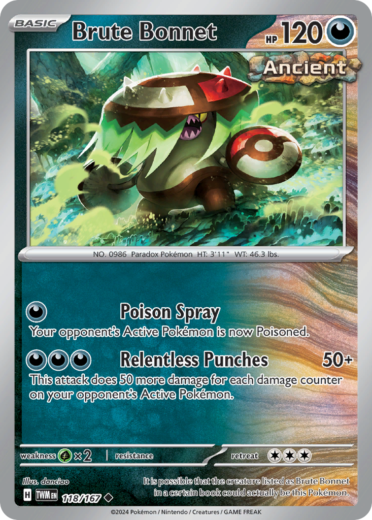 Brute Bonnet 118 Twilight Masquerade Pokémon card