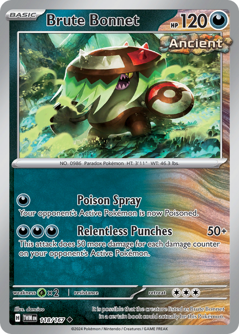 Brute Bonnet 118 Twilight Masquerade Pokémon card