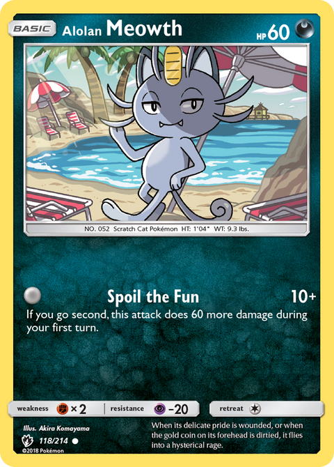 Alolan Meowth 118 Lost Thunder Pokémon card