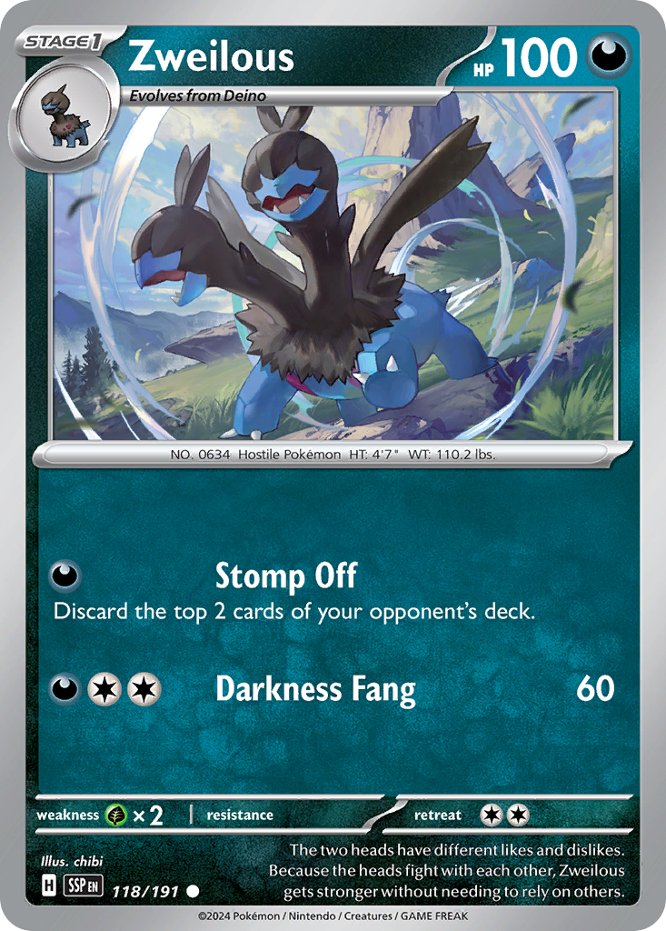 Zweilous 118 Surging Sparks Pokémon card