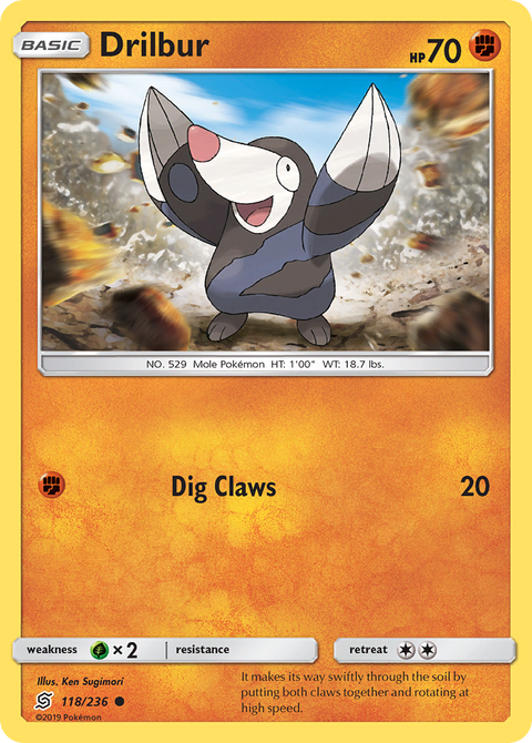 Drilbur 118 Unified Minds Pokémon card