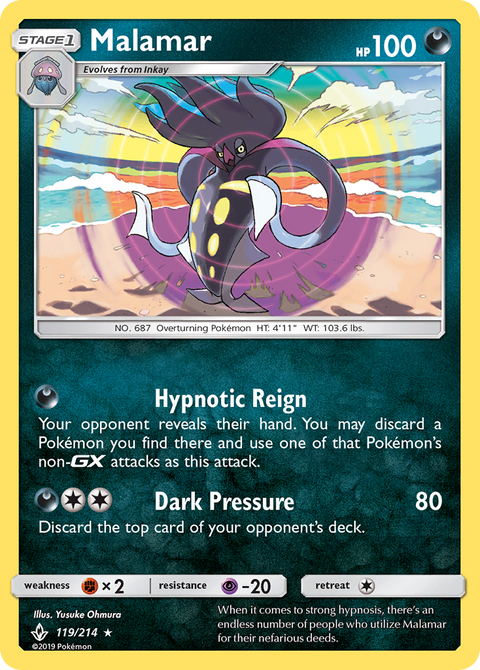 Malamar 119 Unbroken Bonds Pokémon card