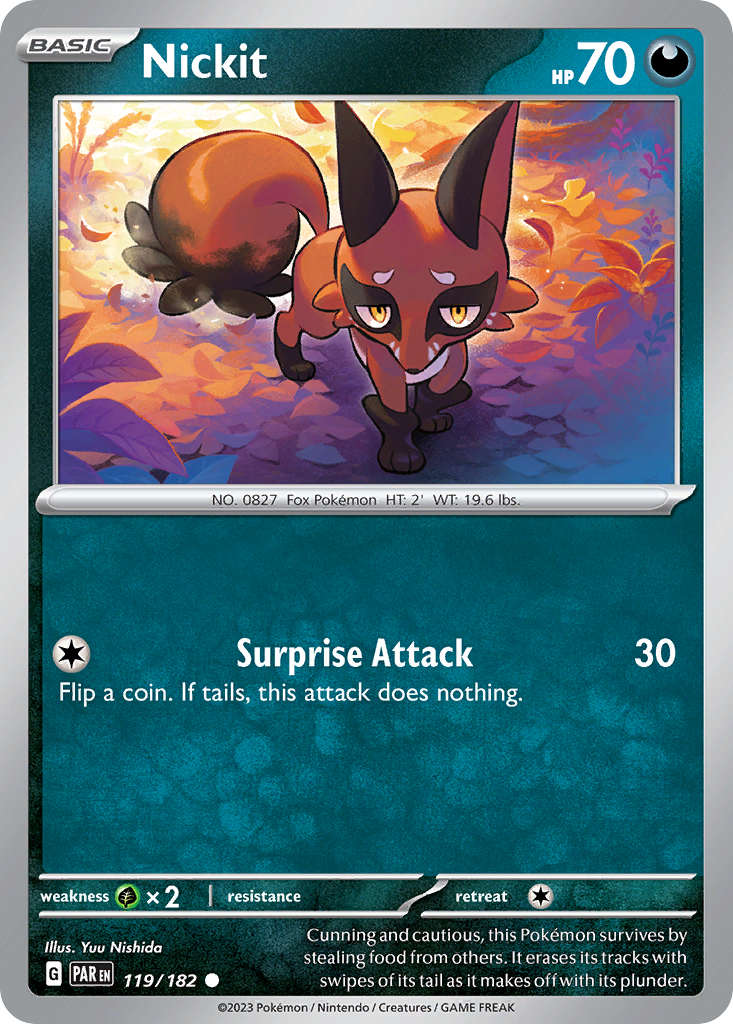 Nickit 119 Paradox Rift Pokémon card