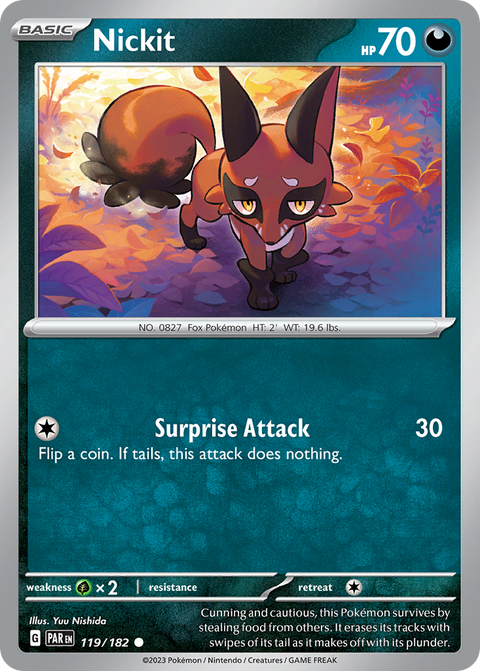 Nickit 119 Paradox Rift Pokémon card