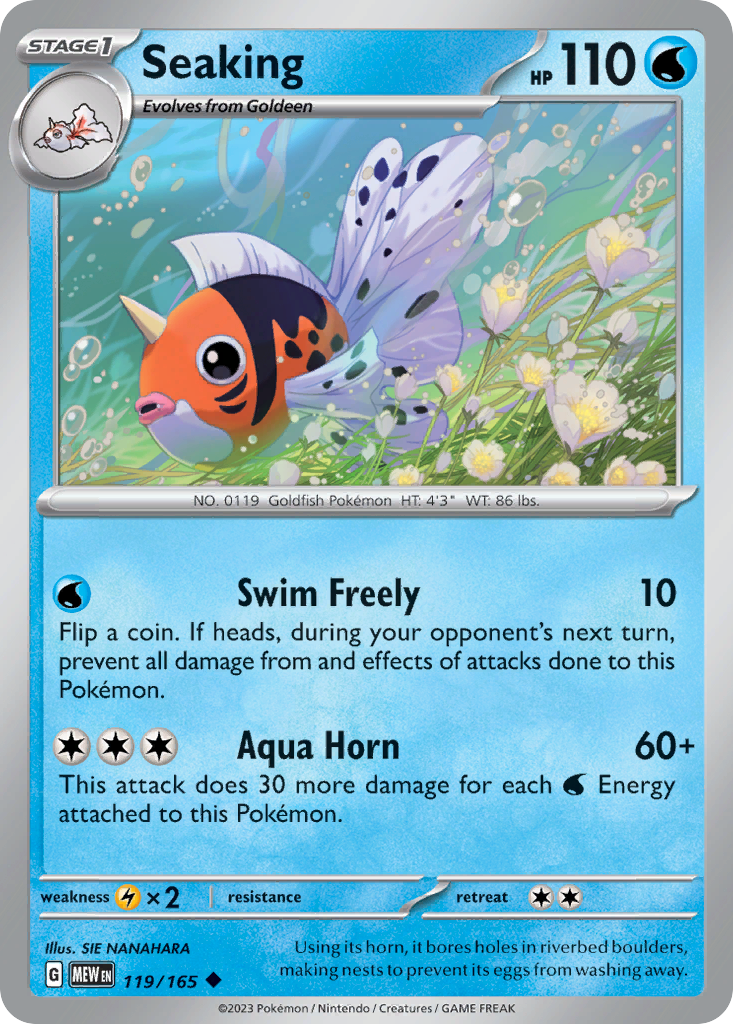 Seaking 119 151 Pokémon card
