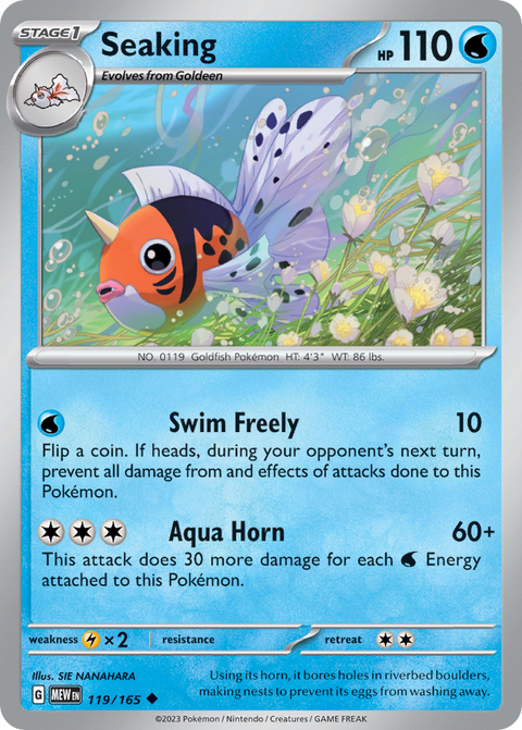 Seaking 119 151 Pokémon card