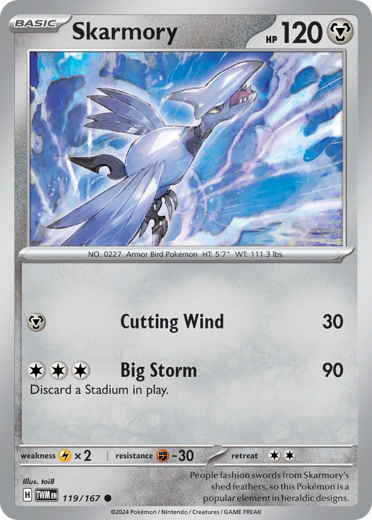 Skarmory 119 Twilight Masquerade Pokémon card