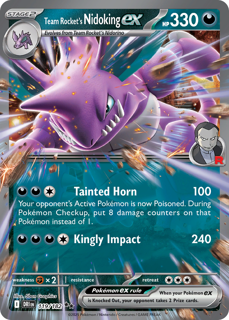 Team Rocket's Nidoking ex 119 Destined Rivals Pokémon card