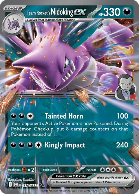 Team Rocket's Nidoking ex 119 Destined Rivals Pokémon card