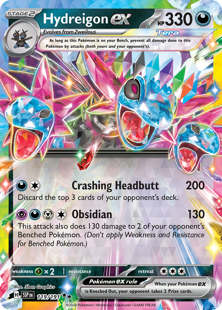 Hydreigon ex 119 Surging Sparks Pokémon card