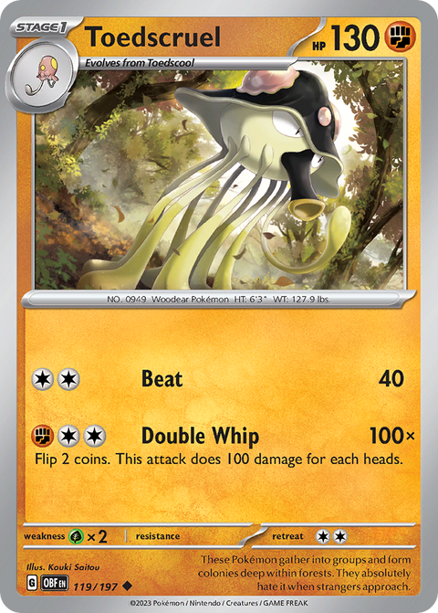 Toedscruel 119 Obsidian Flames Pokémon card