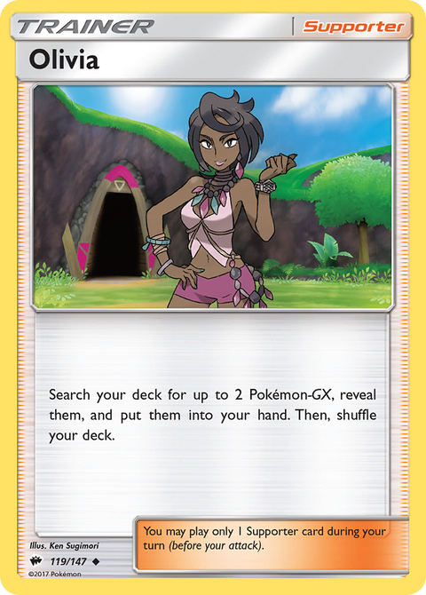 Olivia 119 Burning Shadows Pokémon card