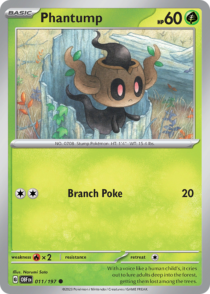 Phantump 11 Obsidian Flames Pokémon card