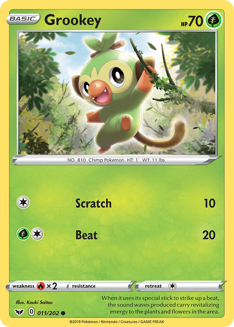 Grookey 11 Sword & Shield Pokémon card
