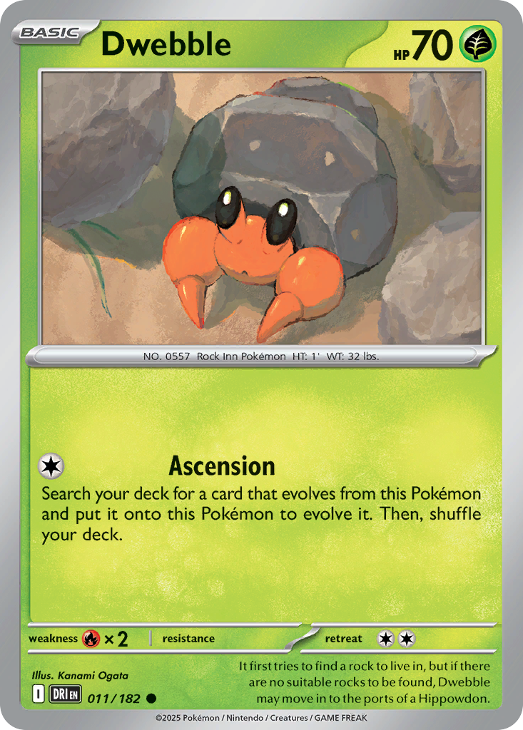 Dwebble 11 Destined Rivals Pokémon card