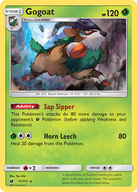 Gogoat 11 Crimson Invasion Pokémon card