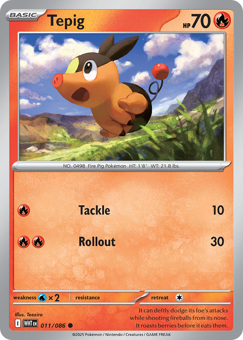 Tepig 11 White Flare Pokémon card