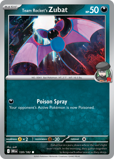 Team Rocket's Zubat 120 Destined Rivals Pokémon card