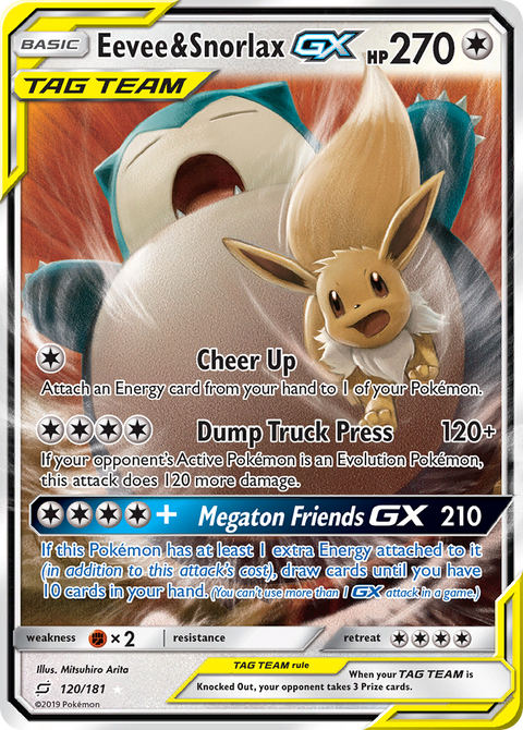 Eevee & Snorlax-GX 120 Team Up Pokémon card