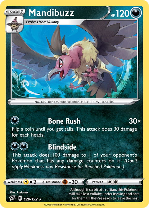 Mandibuzz 120 Rebel Clash Pokémon card