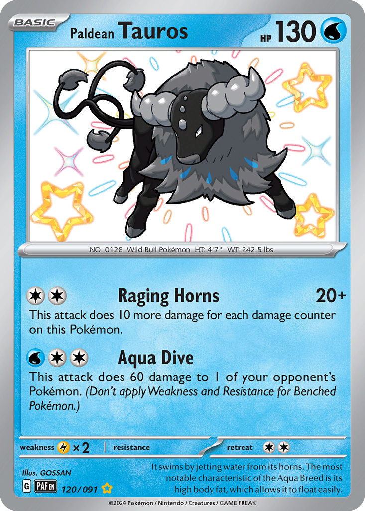 Paldean Tauros 120 Paldean Fates Pokémon card