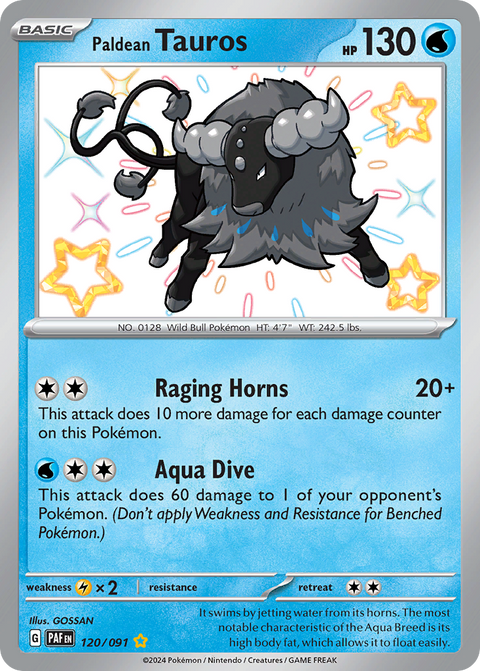 Paldean Tauros 120 Paldean Fates Pokémon card