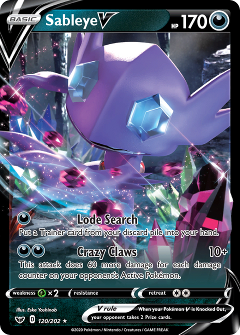 Sableye V 120 Sword & Shield Pokémon card